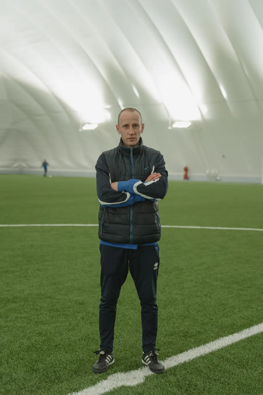 Soccer staff inside a stadium